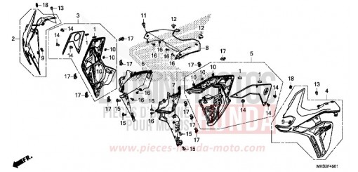MIDDLE COWL (CRF1100A2/A4/AL2/AL4/D2/D4/DL2/DL4) CRF1100A4L de 2020